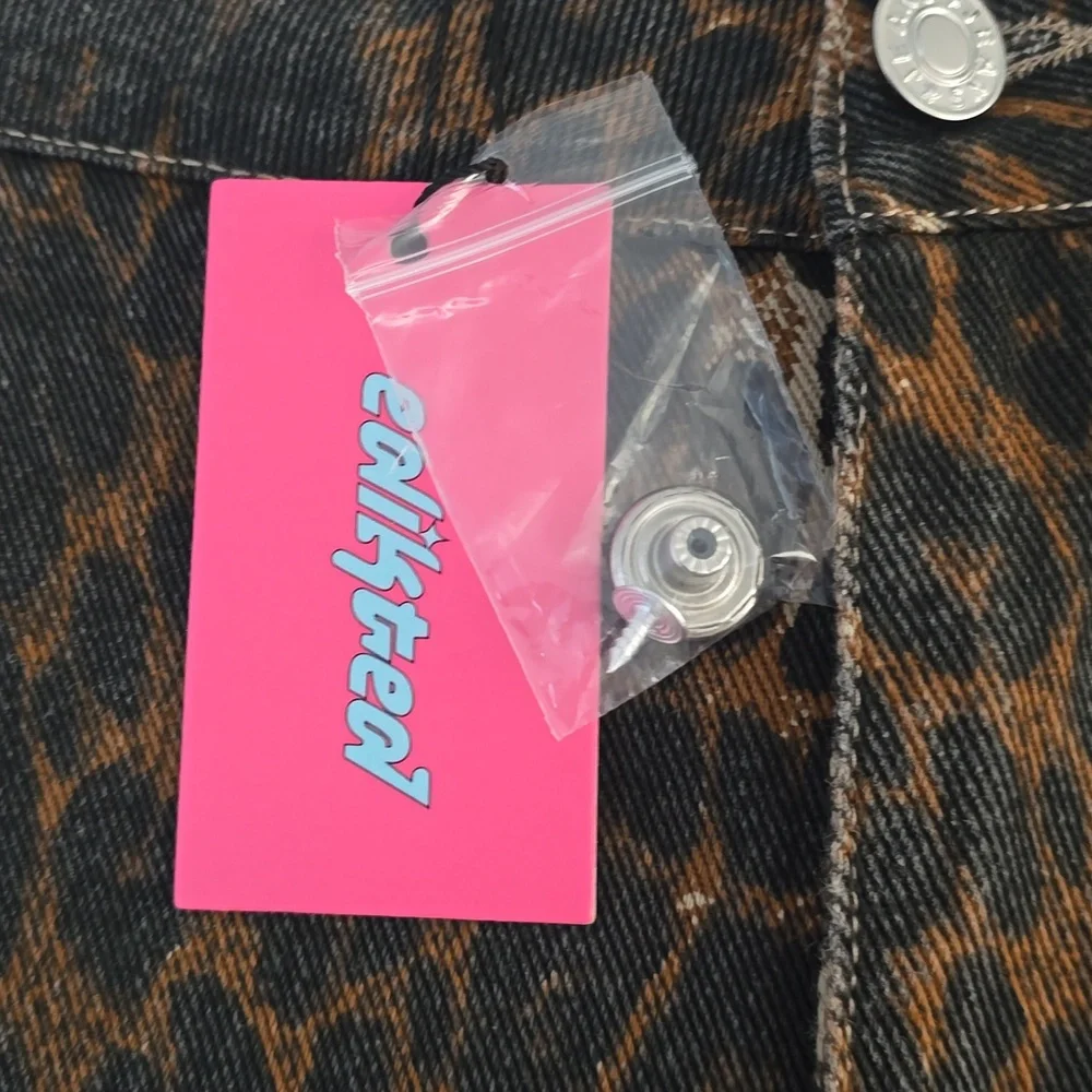 Edikted Print Straight Leg Jeans